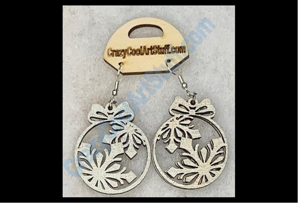 Snowflake Circle Ornament Earrings - Silver