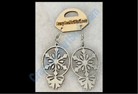 Snowflake Circle Ornament #2 Earrings - Silver