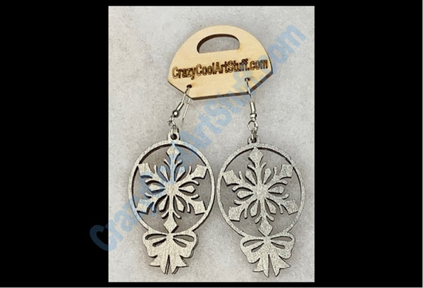 Snowflake Circle Ornament #2 Earrings - Silver